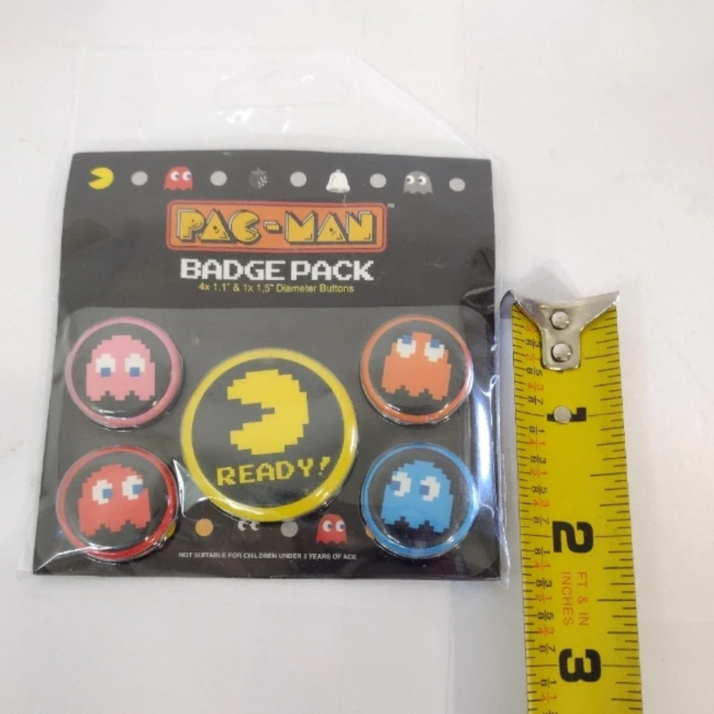 Pac-Man Badge Pack with Colorful Ghosts